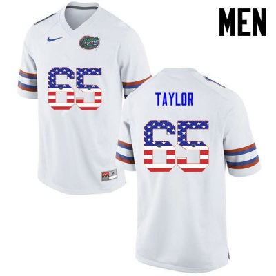 Men's Florida Gators #65 Jawaan Taylor NCAA Nike White USA Flag Fashion Authentic Stitched College Football Jersey IKH4062IA